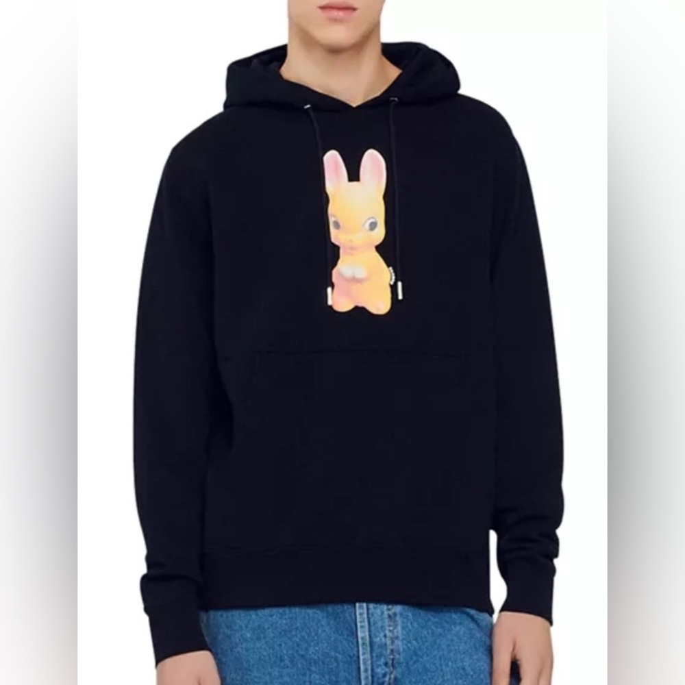 Men’s Sandro Paris Sweatshirt Hooded Hoodie Rabbit Bunny Cotton Fleece